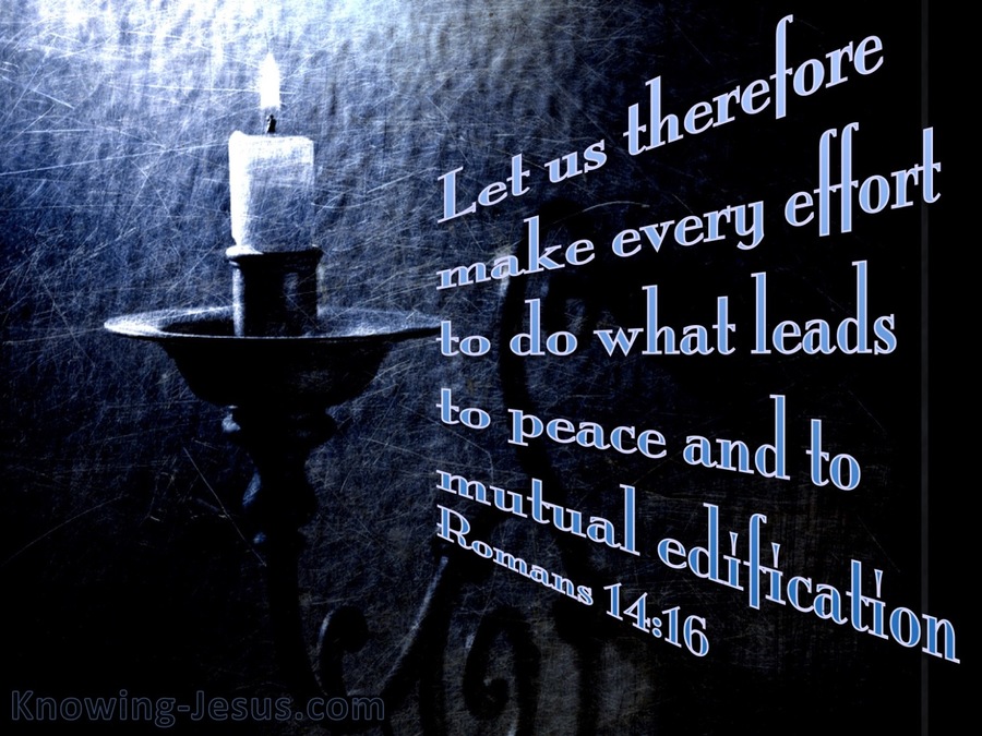 Romans 14:16 Do What Leads To Peace (blue)